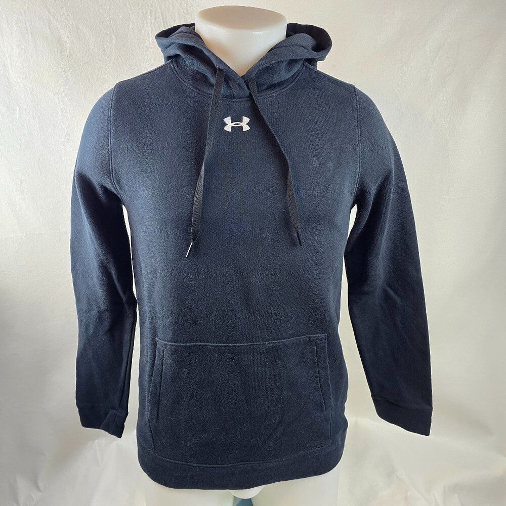 Under Armour Hoodie Womens Small Black Hustle Fleece Pullover Loose Sweatshirt